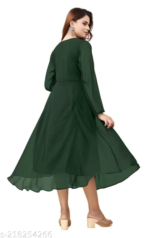 Green tulle flare skirt dress
