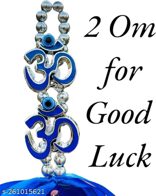 2 Om Evil Eye Hanging for Car Accessories | Turkish Evil Eye Two Om Hanging Ornament for Home Outdoor Car Office