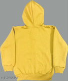 Yellow jacket hoodie, with a zipper in front, likely made of cotton or similar fabric, suitable for various weather conditions and casual wear