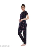 Rayon printed nightsuit set: Shirt and pyjamas in classic print, 100% rayon material for a stylish sleepwear