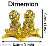 Brass ME & YOU Laxmi Ganesh Statue with Diya, traditional Indian home decor for Diwali Pooja and Dhanteras