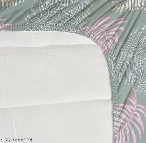 180TC Supersoft Premium Cotton Botanical Elastic Fitted Bedsheets, Double | King (78x72+10) for Luxurious Sleep