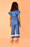 Cotton printed top and pants set for girls, 3-4 years old with 18" waist bottoms, Indian fashion brand