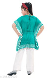 Pastel rayon kaftan and palazzo set for girls, Indian designer with intricate borders