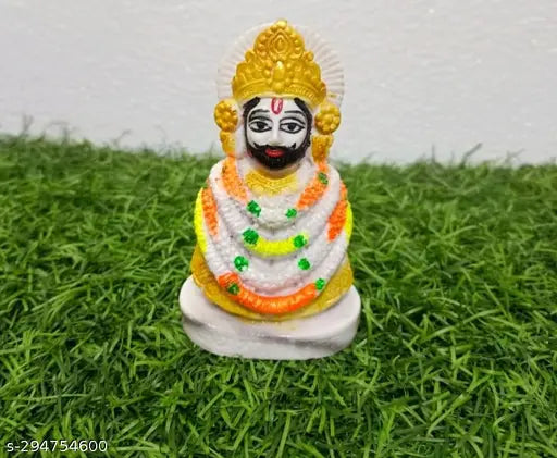 Handcrafted 4-inch Shyam Baba Khatu religious statue, traditional art piece for home temple/mandir, office, or car dashboard decor. High-quality Indian material. Ideal for Puja/Pooja, weddings, anniversaries, and other celebrations