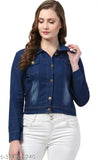 Denim women's winter jacket, latest design, full sleeves, long sweatshirt for cold weather, solid pattern, size S-XL