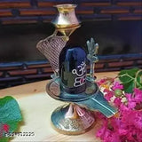 Brass Adi Shankara Shivling with natural stone, Jaladhari Lota Kalash for home temple Puja/Pooja, ideal size: 7cm(L) x 10cm(H) x 5cm(B), made in India