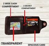 Brown faux leather BMW logo wallet, 3 compartments, lightweight, stylish accessory for men