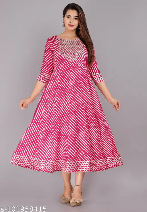 Rayon embroidered Anarkali gown, three-quarter sleeves, Indian ethnic wear