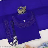 Blue Georgette Choki gown with matching dupatta, solid blue traditional outfit for women