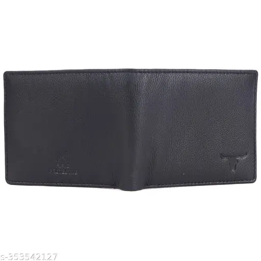 Slim, genuine leather RFID-protected wallet with 2 compartments, solid brown color, handcrafted in India