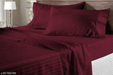 Cotton striped flat sheets, superfine quality with 1 pillow cover, ideal for summer - adult size single from India