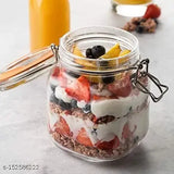 Air tight glass storage containers with steel clamp lid and silicone seal. Set of 2. 750ml. Kitchen storage