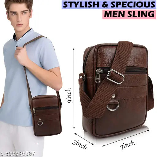 Stylish brown leather crossbody bag with shoulder strap, multiple pockets and slots for carrying essentials, including a laptop. Perfect accessory for modern fashion-conscious women
