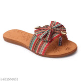 Embellished net synthetic leather flats, comfortable slip-on shoes for women's casual wear. Durable rubber sole, lightweight design, Made in India." (124 characters)