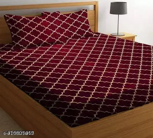 Glace Cotton rare bird fitted king size bedsheet, 100% cotton with elastic & 2 pillow covers, abstract design, lightweight, breathable, skin-friendly, modern look, adult, summer, made in India