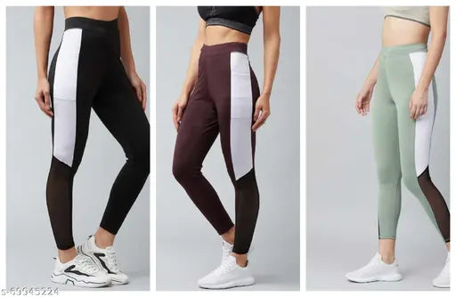 Green Shade striped net jeggings for women, fully stretchable and comfortable, ideal for gym wear
