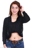 Black net shrug, three-quarter sleeves, self-design, premium quality fabric for women's fashion, India origin