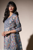 Heavy cotton kurta set with geometric plazzo and floral print dupatta - traditional Indian ethnic wear