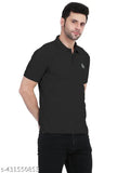 New trendy cotton blend polo t-shirt for men, solid color, short sleeves - India origin