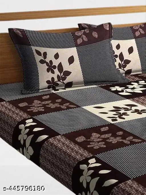 Elegant polycotton botanical net bedsheets for bedrooms, 144 thread count, Queen and Double sizes available from India