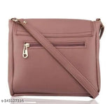 Purple leather shoulder bag with zip closure, front zip pocket