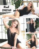 Black net short nighty for women's free size, sleeveless and sexy top with matching shorts, Indian-made lingerie in black color