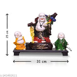 Resin Laughing Buddha statue with child monks, ideal for home decor and gifting, 31cm x 25cm x 11cm