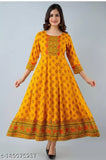 Rayon three-quarter sleeve Anarkali kurtis, beautiful floral print for women's fashion, single sizes up to 8XL, Indian origin