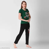 Women's kreety top and coordinating black pants pajama set