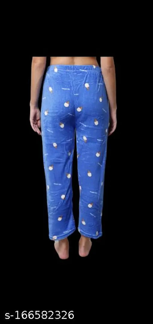 Winter women's girls pajamas with stars print, warm fleece material, regular fit, long pants