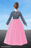 White net kids gown for special occasions, long sleeves, intricate detailing, exquisite style