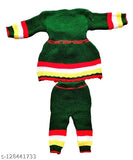 Woolen knitted self-designed winter wear frock sweater with cap and bootie for baby girls, soft wool fabric keeps 0-1 year olds warm and comfortable