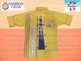 Fashionable boys jacket, green cotton with yellow patches and button detail