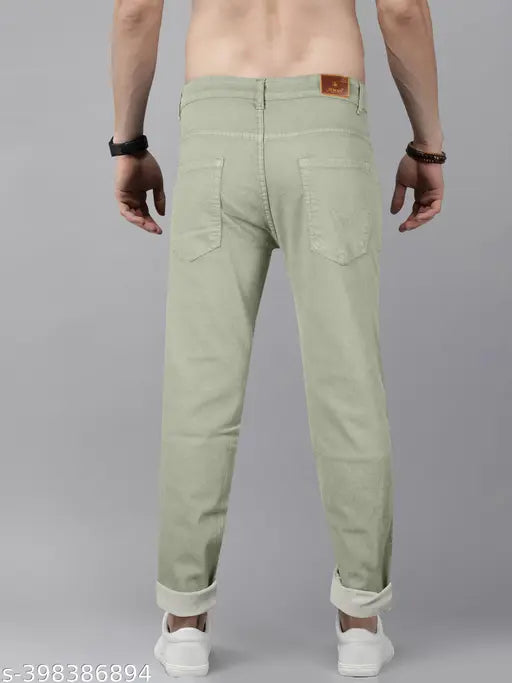 Black cotton blend regular fit jeans for men, solid black style, ideal for everyday wear
