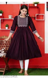 Dark blue embroidered women's kurta