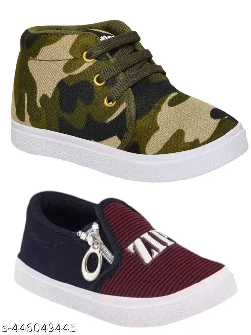Navy blue and red high top sneakers with zip closure