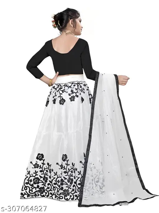 Taffeta Silk Kids Girls Lehenga Choli with semi-stitched smooth embroidery work, three-quarter sleeves, available in various colors, Indian origin