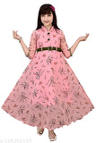 Pink long skirt dress, flared sleeves