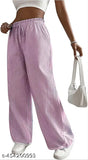 Trendy pink and white striped wide-leg pants