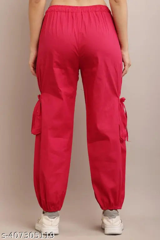 New stylish poplin cotton pants for women - solid color, poly blend, size N available in S, M, L, XL, XXL, origin India