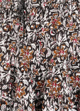 A woman's long printed skirt with floral pattern