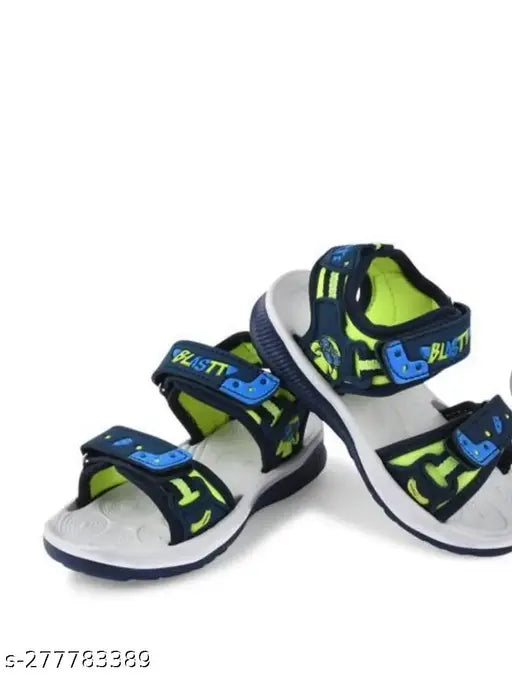 Black sandal with blue straps and yellow soles, casual kids boys' style