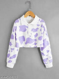 Blue Lycra full sleeve t-shirt, women's trendy shirt with blue cloud print on long sleeves, India origin