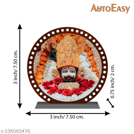 Multicolor acrylic Khatu Shyam idol for car or home decor, perfect for gifting, 7.5 cm x 7.5 cm x 2 cm