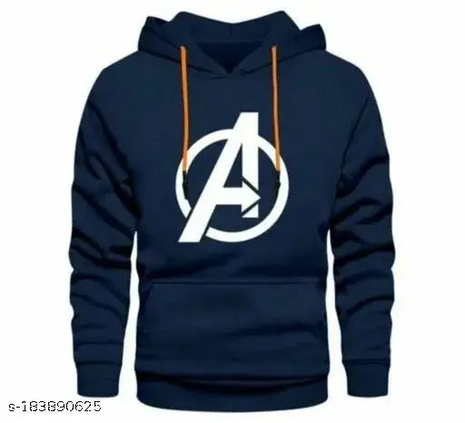 Unisex-Adult Cotton Hooded Neck Avenger Printed Blue Hoodie
