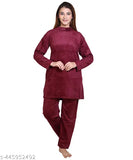 Soft wool women's nightsuit, XL size, long sleeves, luxury nightwear on display