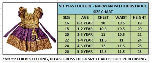 Silk knee-length frock with zari border, handloom Narayanpet pattu for kids parties