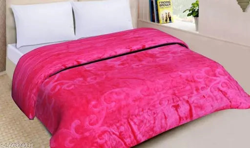 Swikon Star Floral Supersoft Micro mink Double Bed Blanket for Heavy Winters - Lightweight, warm pink microfiber blanket on double bed