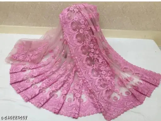 New Styli fancy net saree, embroidered art silk blouse in heavy work, Indian free-size (L: 5.5m, B: 0.9m)